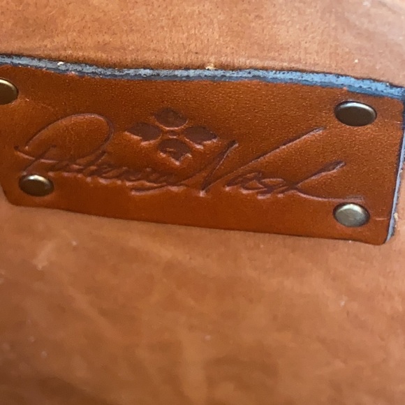 NEW Patricia Nash SPRING TOOLED LEATHER TOTE CAVO DUSTY ROSE LARGE BROWN CUTOUT - Picture 14 of 16